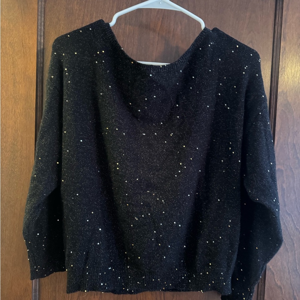 Banana Republic Black and Gold Speckled Sweater